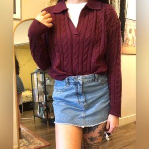 Market and Spruce Collared Cable Knit Sweater